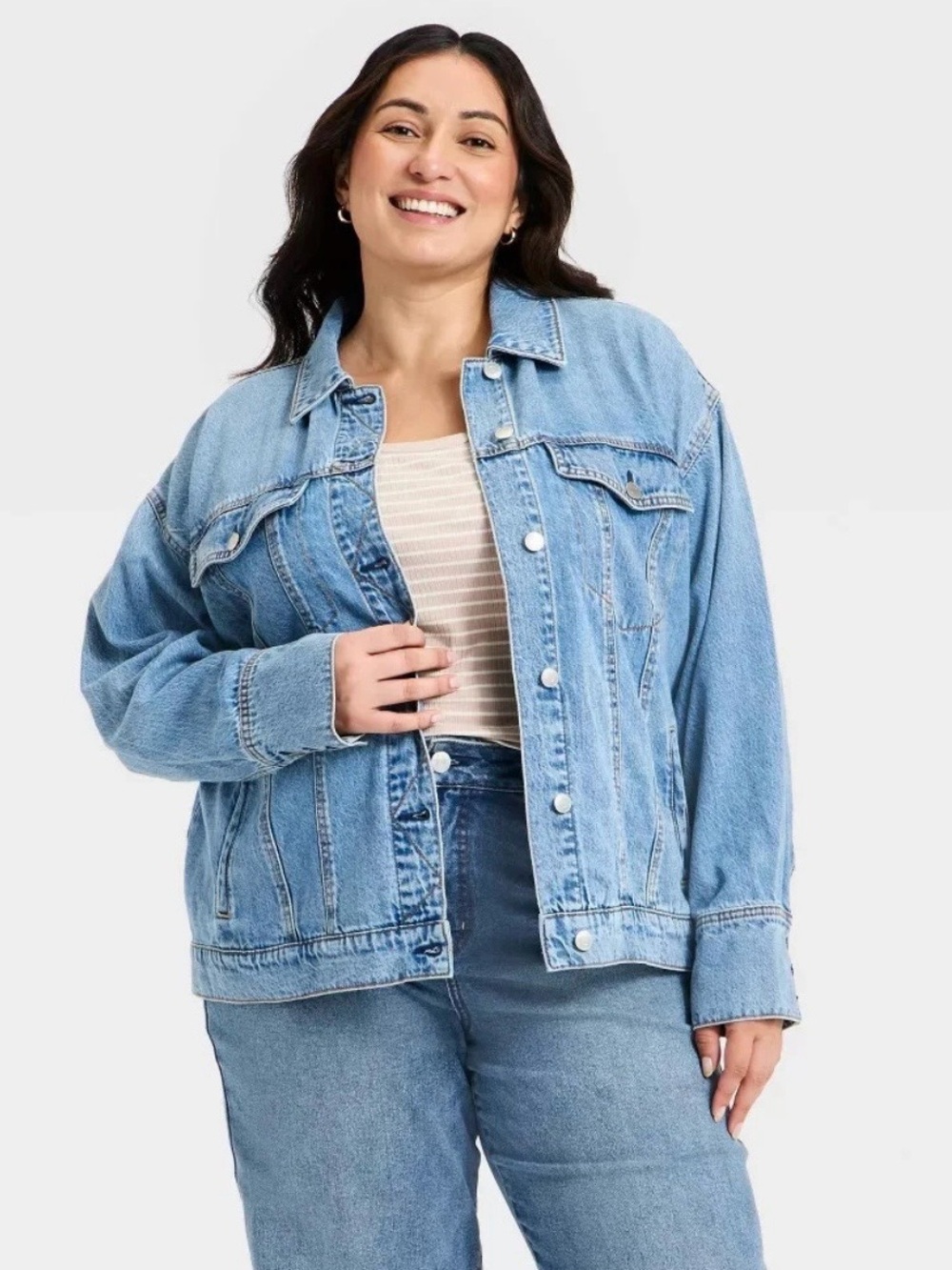 Ava & Viv Classic Light Blue Denim Jacket - Oversized Trucker Woman Plus Size 4X